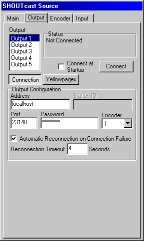 Shoutcast DSP output tab